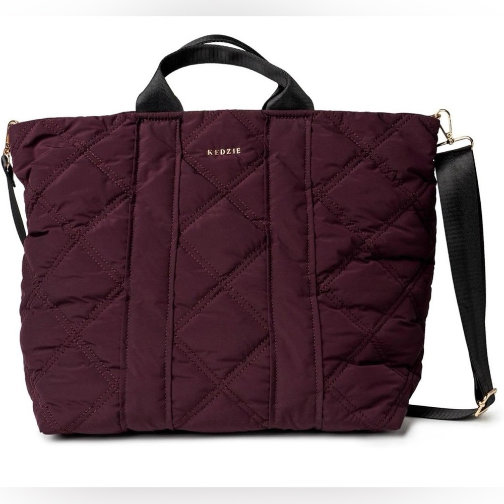 🚚 Ships FREE - Kedzie MULBERRY Quilted Tote Bag NWOT